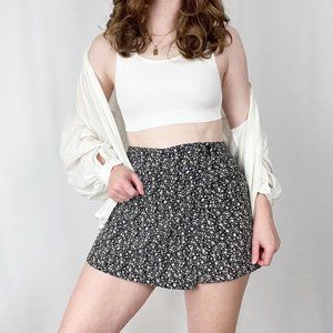 Vintage Skort High Waisted Rise Micro Floral Wrap Shorts Short Mini Skirt Cute